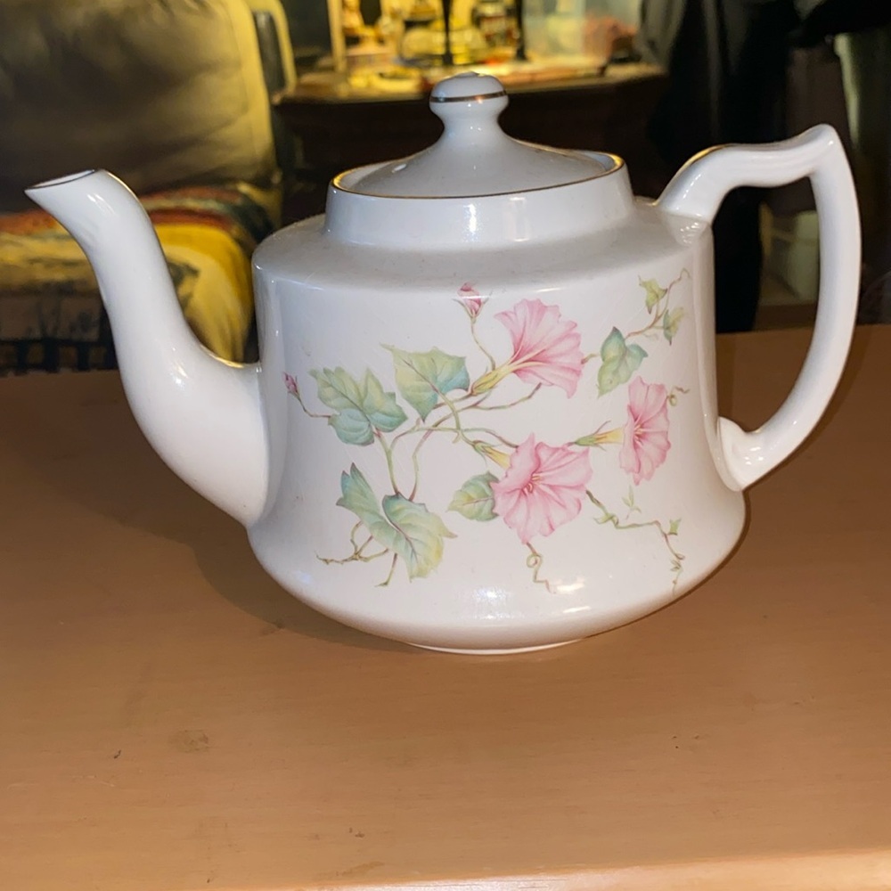 Vintage James Kent Old Foley Staffordshire Teapot  Floral Swirl Gold